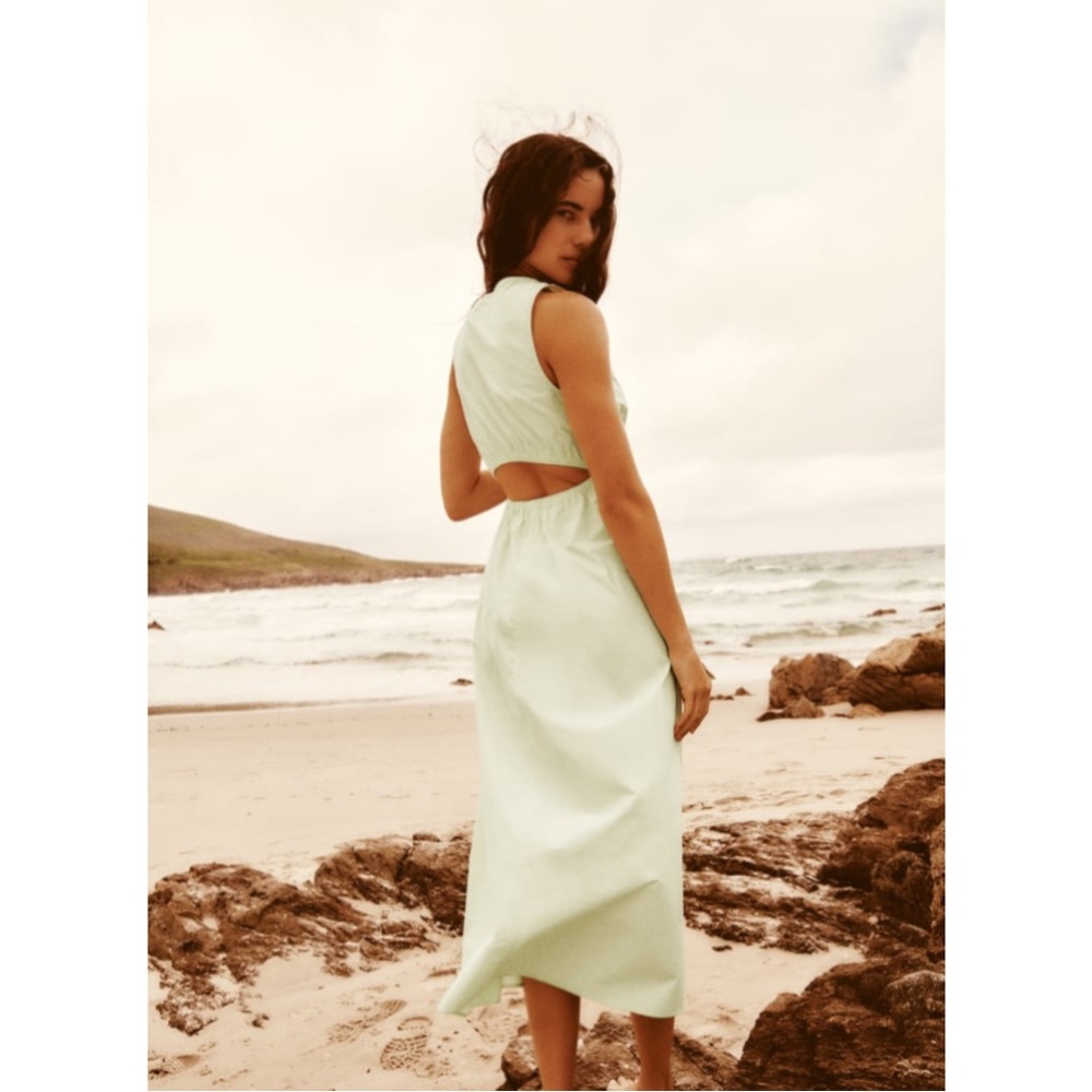 ZARA ~CUT OUT GABARDINE MIDI DRESS (NWT)